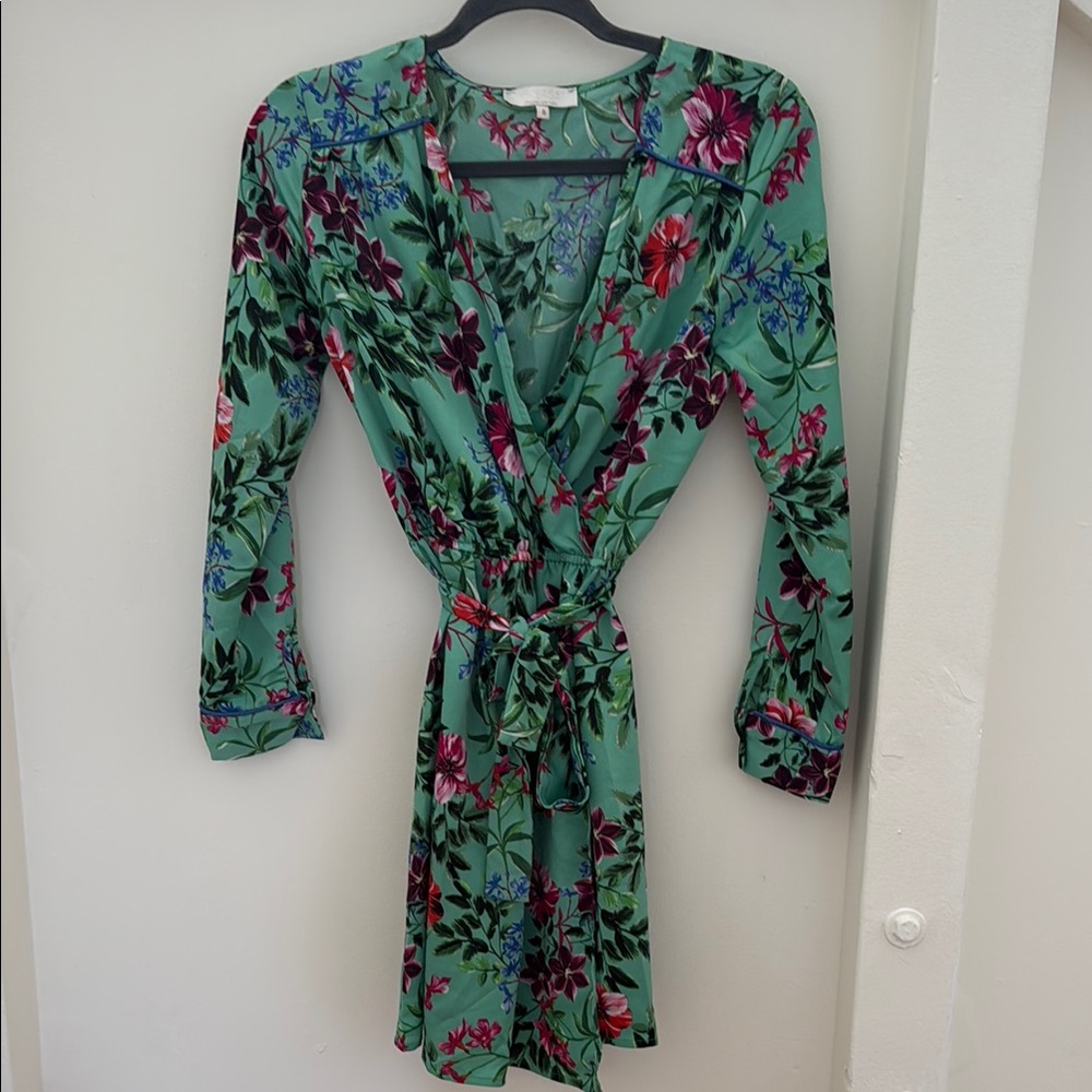 Pleaser Floral Green Mini Dress